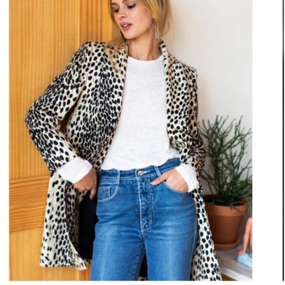 Emerson Fry Linen WINGTIP COAT - LEOPARD Size 10 - Picture 5 of 8